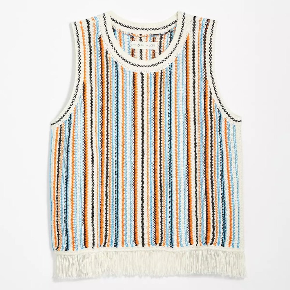 Lou & Grey Striped Fringe Sweater Tank